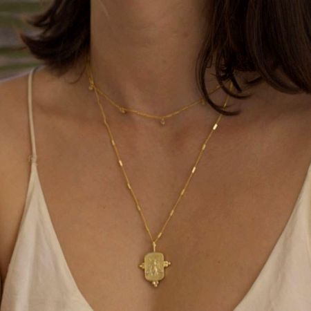 Queen Bee Medallion Necklace, Brass with 18k gold plated necklace for women, Handmade jewelry 18 inch